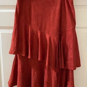 Flying Tomato Burnt Orange Asymmetrical Midi Skirt
